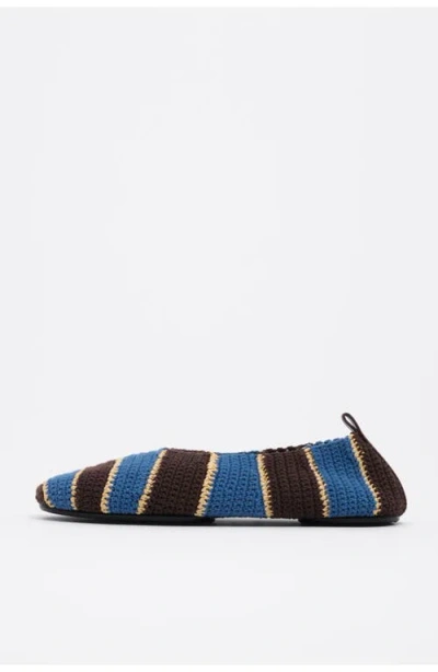 Bimba Y Lola Crochet Raffia Ballerina In Blue