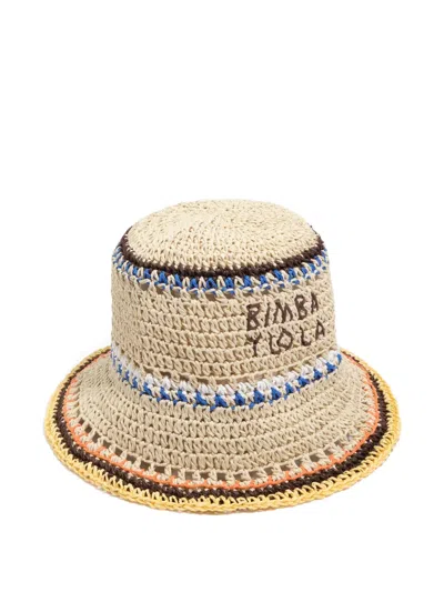 Bimba Y Lola Crochet-knit Logo-embroidered Bucket Hat In Neutral