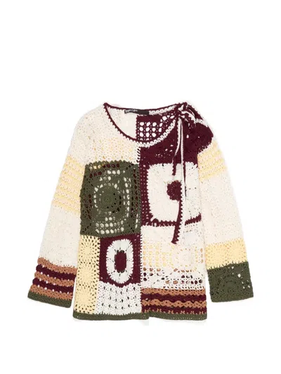 Bimba Y Lola Crochet-knit Patchwork Sweater In Multi