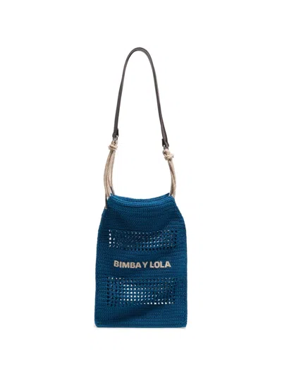 Bimba Y Lola Crochet-knit Shoulder Bag In Blue