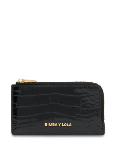 Bimba Y Lola Crocodile-effect Wallet In Black