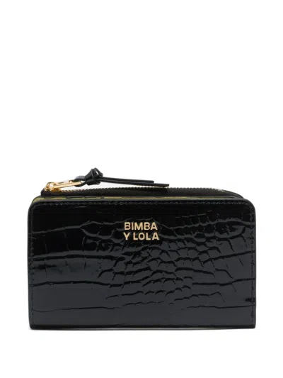 Bimba Y Lola Crocodile-effect Zip-around Wallet In Black