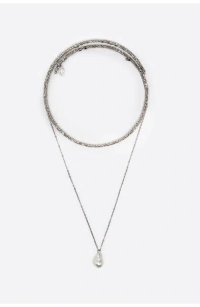 Bimba Y Lola Crystal Chain Choker With Pearl