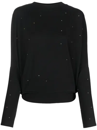 Bimba Y Lola Crystal-embellished Modal-blend T-shirt In Black
