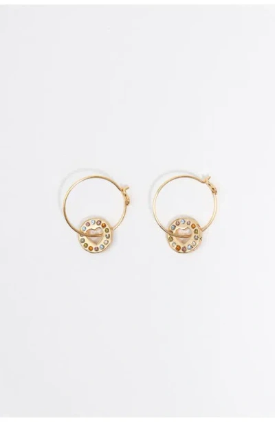 Bimba Y Lola Crystal Logo Hoop Earrings In Gold