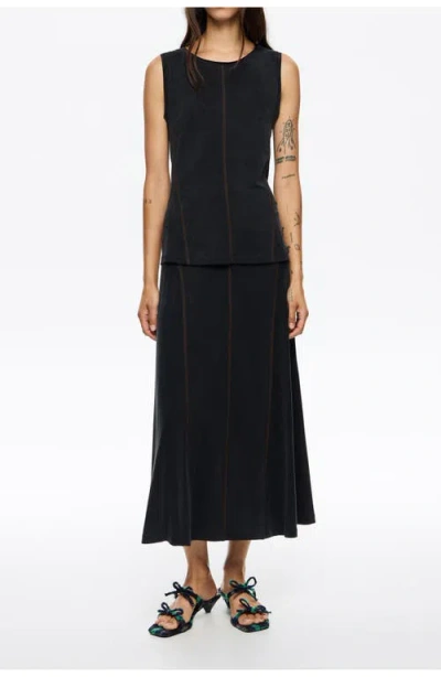 Bimba Y Lola Cupro A-line Skirt In Black