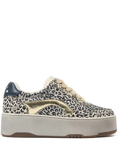 Bimba Y Lola Cupsole Leopard Platform Sneakers In Gold