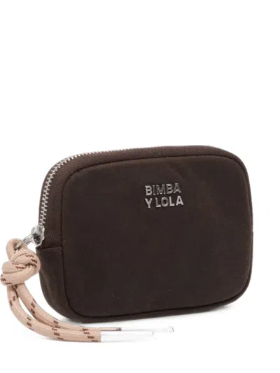 Bimba Y Lola Dark Brown Coated Coin Purse In Purple