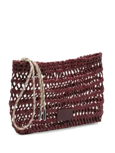Bimba Y Lola Dark Cherry Plaited Leather Handbag In Burgundy