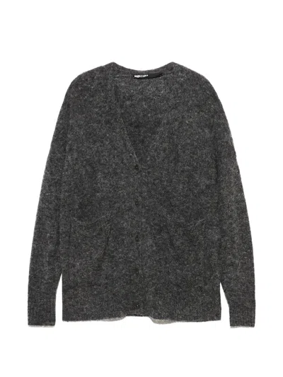 Bimba Y Lola Dark Gray Melange Long Alpaca Cardigan