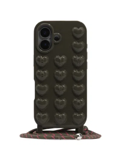 Bimba Y Lola Dark Green Shiny Silicone Case For Iphone 17 In White