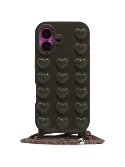 Bimba Y Lola Dark Green Shiny Silicone Case For Iphone 17 In Black