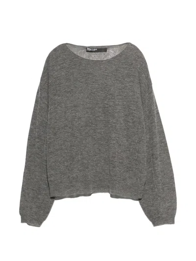 Bimba Y Lola Dark Grey Melange Wool Sweater In Gray