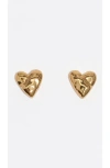 Bimba Y Lola Dark Textured Heart Earrings In Gold