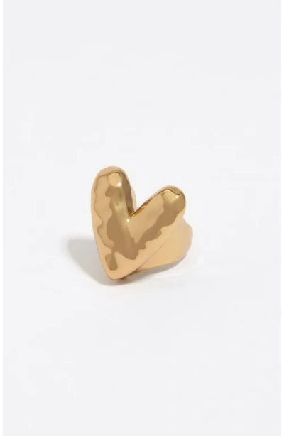 Bimba Y Lola Dark Textured Heart Ring In Gold