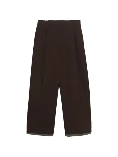 Bimba Y Lola Dark-chocolate Darted Straight-leg Trousers In Brown