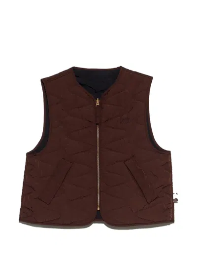 Bimba Y Lola Dark-chocolate Reversible Padded Vest In Yellow