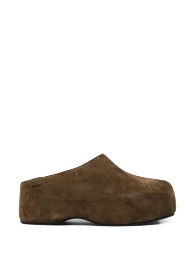 Bimba Y Lola Dark-green Suede Platform Clogs In Brown