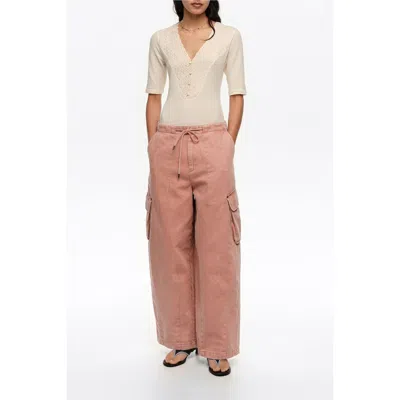 Bimba Y Lola Denim Cargo Trousers In Neutral