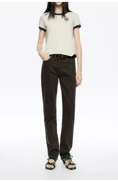 Bimba Y Lola Denim Fitted Trousers In White
