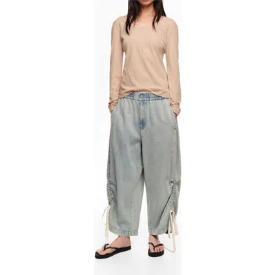 Bimba Y Lola Denim Joggers With Gathering In Blue