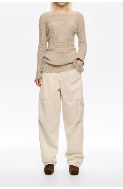 Bimba Y Lola Denim Trousers With Zips In Neutral
