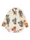 Bimba Y Lola Dog Print Collared Top In Neutral