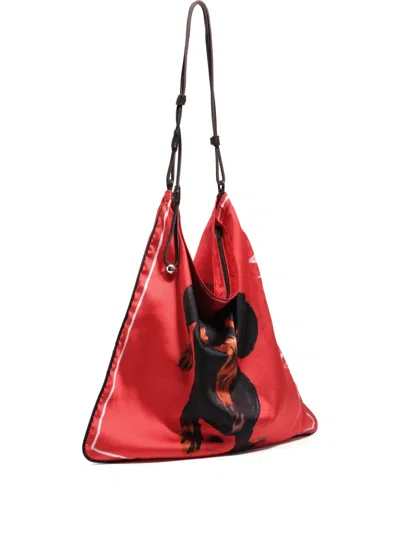 Bimba Y Lola Dog-print Tote Bag In Red