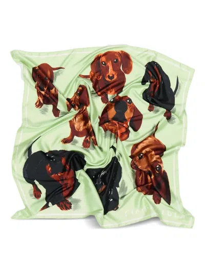 Bimba Y Lola Dogs-print Scarf In Green