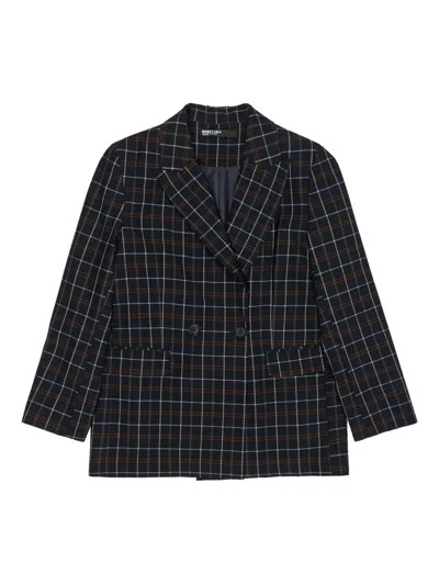 Bimba Y Lola Double-breasted Checked Blazer In Blue