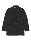 Bimba Y Lola Double-breasted Checked Blazer In Black