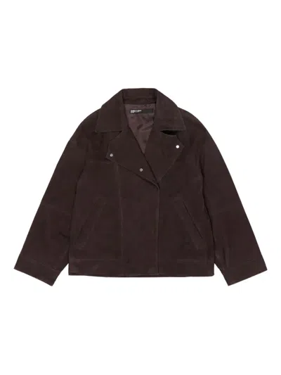 Bimba Y Lola Double-breasted Suede Jacket In Brown