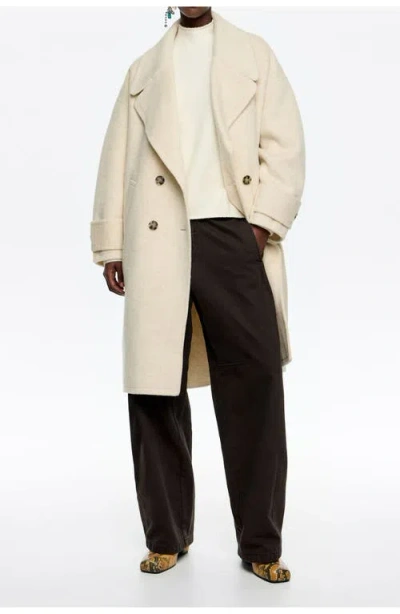 Bimba Y Lola Double-face Maxi Lapel Coat In White