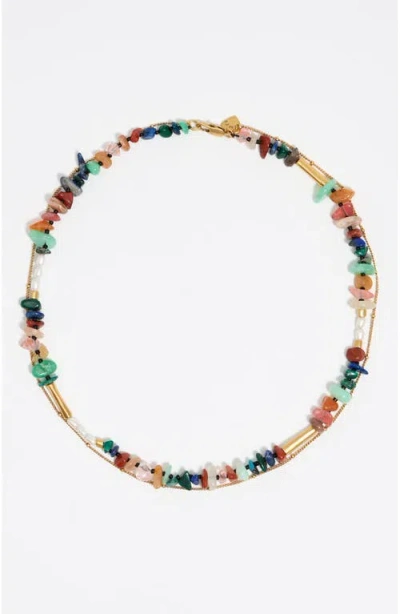 BIMBA Y LOLA BIMBA Y LOLA DOUBLE-LAYER CHAIN MULTICOLOR STONES NECKLACE