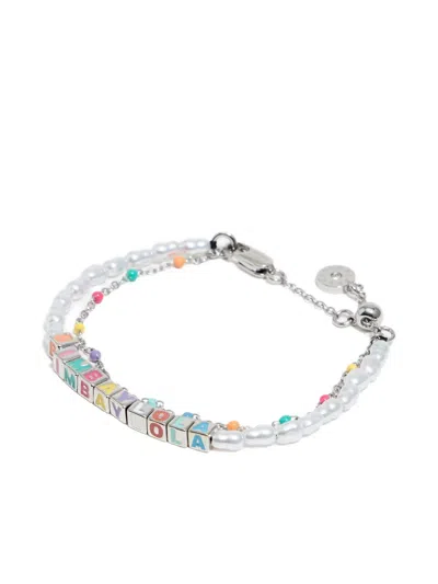 Bimba Y Lola Double-layer Dice-logo Bracelet In Metallic