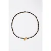 Bimba Y Lola Double-layer Heart Logo Chain Crystals Necklace In Black
