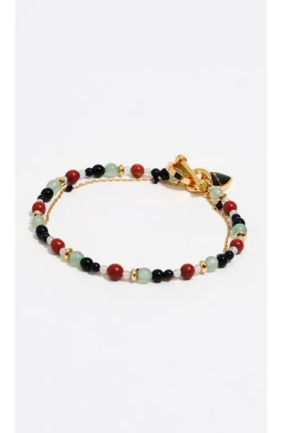 BIMBA Y LOLA BIMBA Y LOLA DOUBLE-LAYER HEART LOGO CHAIN STONES BRACELET