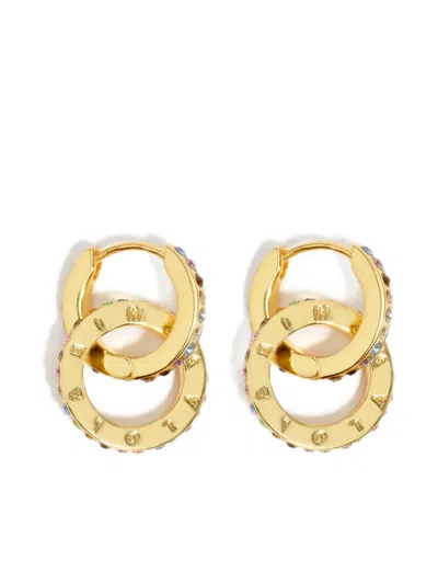 Bimba Y Lola Double Logo Hoop Earrings In Gold