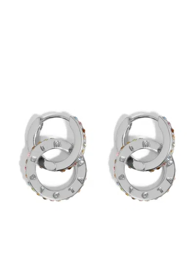 Bimba Y Lola Double-logo Hoop Earrings In Metallic