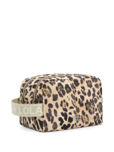 Bimba Y Lola Double-large Natural Leopard Nylon Toilet Bag In Animal Print
