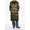 Bimba Y Lola Down Jacket With Maxi Neck Faux Shearling Hood In Green