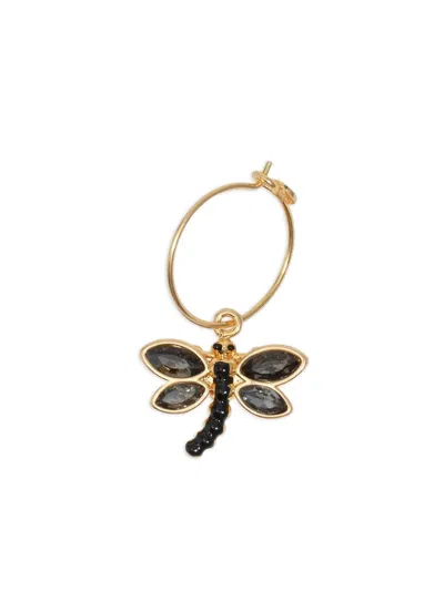 Bimba Y Lola Dragonfly-embellished Hoop Earrings In Gold
