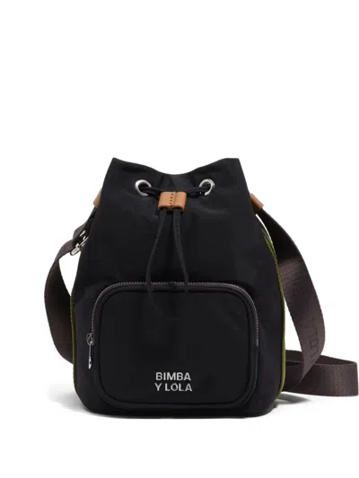 Bimba Y Lola Drawstring Bucket Bag In Black