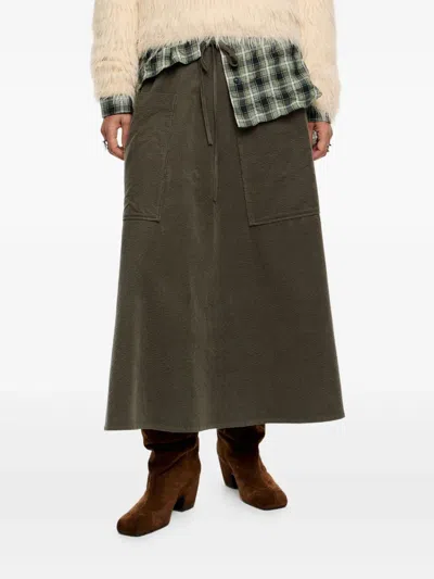 Bimba Y Lola Drawstring-fastening Midi Skirt In Green