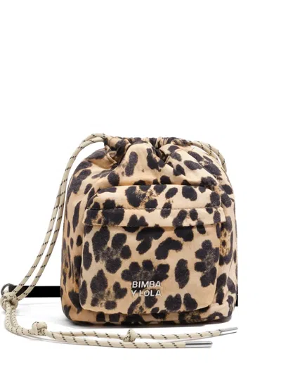 Bimba Y Lola Drawstring Leopard Mini Bag In Neutral