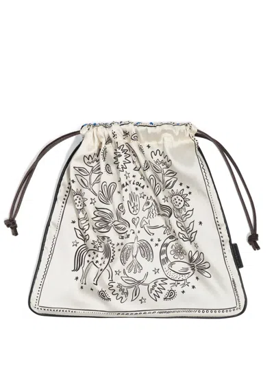 Bimba Y Lola Drawstring Pouch Bag In White