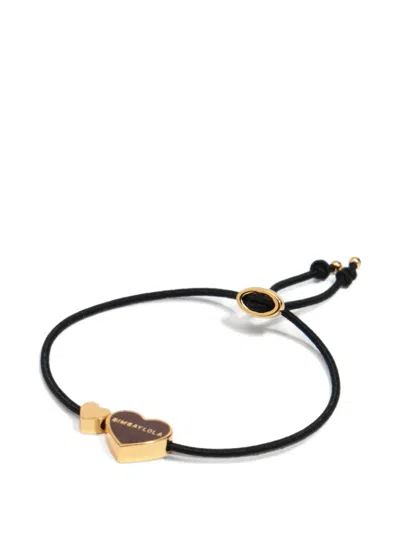 Bimba Y Lola Elastic Bracelet With Heart Logo, Black In Gold