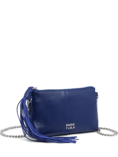 Bimba Y Lola Electric-blue Fringed Leather Mini Bag