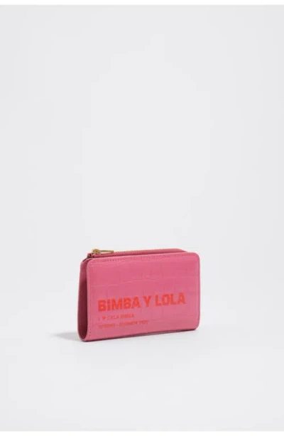 Bimba Y Lola Embossed Crocodile Compact Purse In Pink