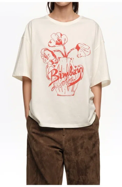 Bimba Y Lola Embossed Floral Logo T-shirt In Neutral